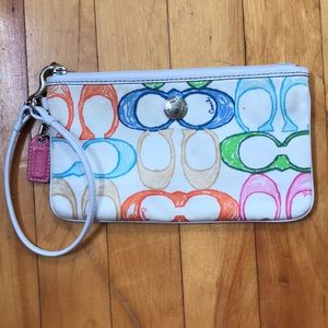 Multicolor Coach Signature Wristlet